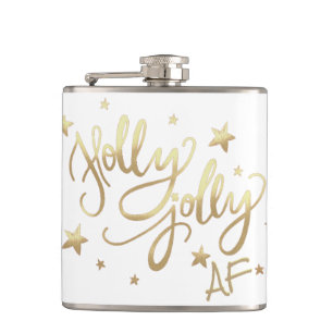 Holly Jolly AF Shiny Gold Imitate Fotolage Scrip Flachmann