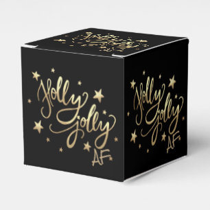 Holly Jolly AF   Shiny Gold Imitate Fotolage Scrip Geschenkschachtel