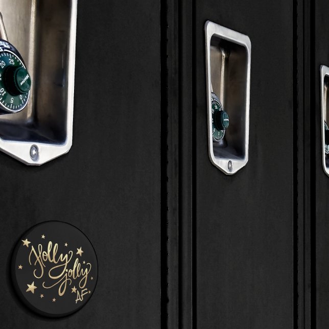 Holly Jolly AF | Shiny Gold Imitate Fotolage Scrip Magnet (Von Creator hochgeladen)