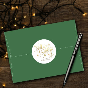 Holly Jolly AF   Shiny Gold Imitate Fotolage Scrip Runder Aufkleber