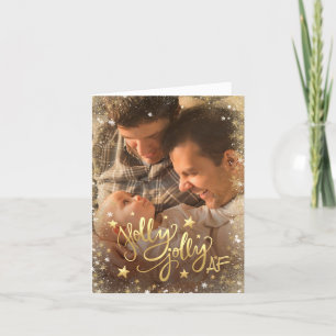 Holly Jolly AF   Shiny Imitats Gold Foil Foto Feiertagskarte