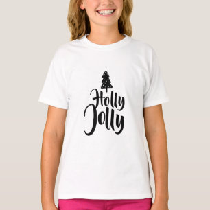 Holly Jolly Black und White Frohe Weihnachten T-Shirt