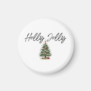 Holly Jolly Calligraphy with Vintage Christmas Tre Magnet