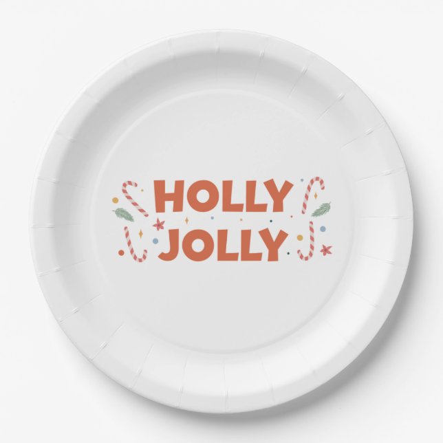 Holly Jolly Candy Canes Pappteller (Vorderseite)