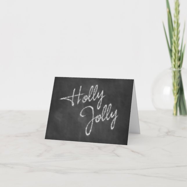Holly Jolly Chalkboard Holiday Card Feiertagskarte (Vorderseite)