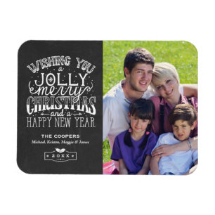 Holly Jolly Chalkboard Typografie Weihnachtsfest F Magnet