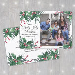Holly Jolly Christmas 1 Foto Winter Foliage Feiertagskarte<br><div class="desc">Ich wünsche Euch ein frohes Weihnachtsfest, es ist die beste Zeit des Jahres! Senden Sie stilvolle fröhliche Grüße und teilen Sie ein Lieblingsbild mit einer individuellen Foto-Urlaubskarte. Der gesamte Text auf dieser Vorlage lässt sich einfach so anpassen, dass er jeden beliebigen Text enthält, z. B. Frohe Weihnachten, glückliche Feiertage, Frohe...</div>