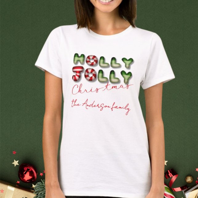 Holly Jolly Christmas 3D-Optik-Matchfamilie T-Shirt (Von Creator hochgeladen)