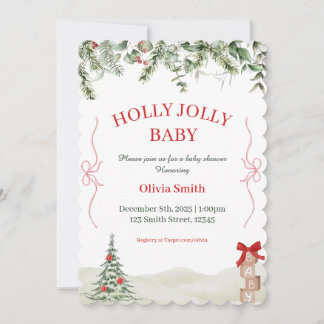 Holly Jolly Christmas Baby Shower Invite Einladung