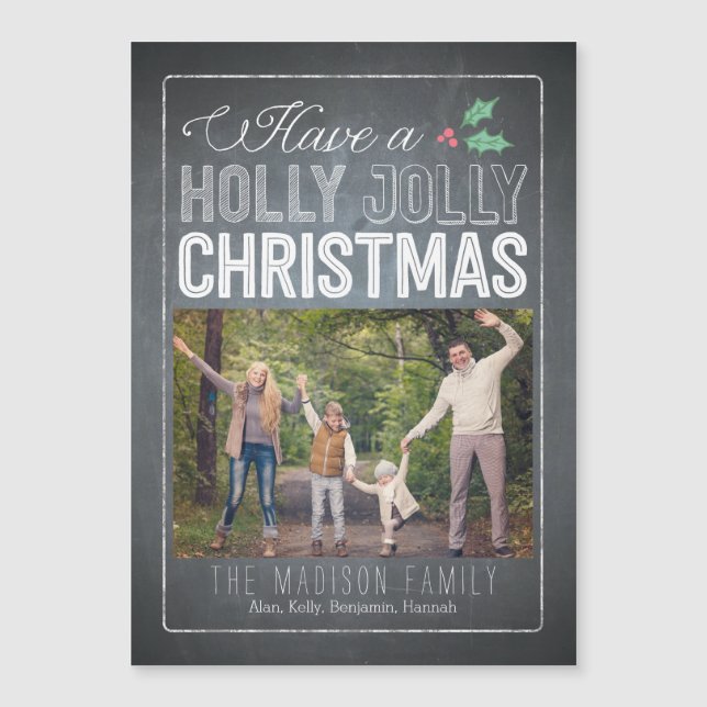 Holly Jolly Christmas Custom Thin Magnetic Card Magnetkarte (Vorderseite)