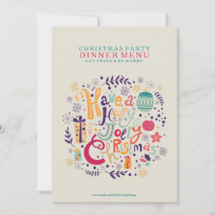 Holly Jolly Christmas Dinner Party Menu Einladung
