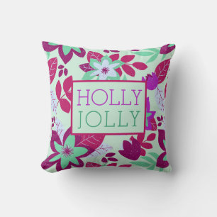 Holly Jolly Christmas Floral Holiday Kissen