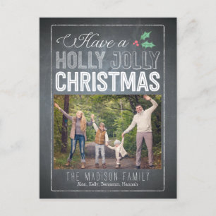 Holly Jolly Christmas Foto Card Postcard Feiertagspostkarte