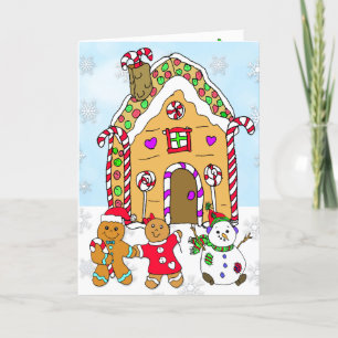 Holly Jolly Christmas Gingerbread House Karte