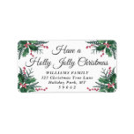Holly Jolly Christmas Greenery Rücksendeadresse Adressaufkleber<br><div class="desc">Ich wünsche Euch ein frohes Weihnachtsfest, es ist die beste Zeit des Jahres! Fügen Sie eine stilvolle Finishing-Touch zu den Urlaubskarten-Umschlägen mit eleganten, individuellen Rücksendeadressen-Aufklebern hinzu. Der gesamte Text auf dieser Vorlage ist einfach zu personalisieren, um jeden beliebigen Text, wie zum Beispiel Frohe Weihnachten, Happy Holidays, Frohe Festtage, Neujahrsjubiläen etc.,...</div>