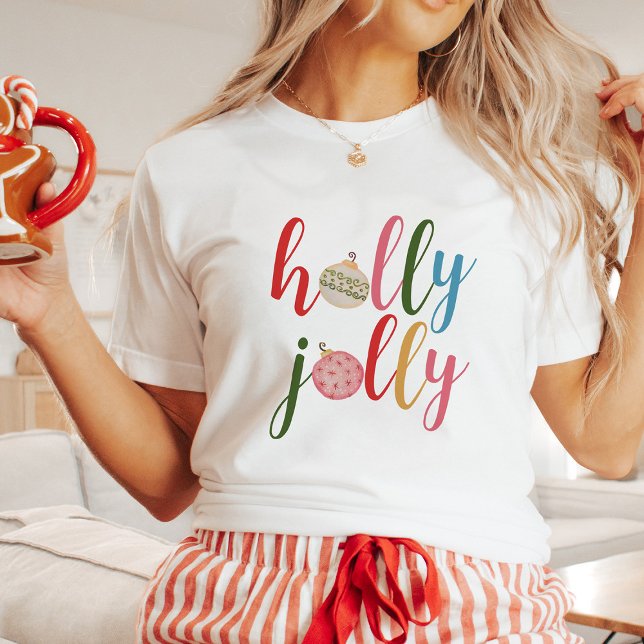 Holly Jolly Christmas Holiday Fun Typografie Tri-Blend Shirt (Von Creator hochgeladen)