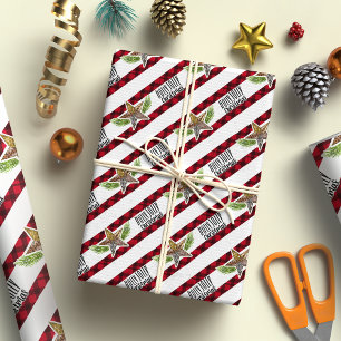 Holly Jolly Christmas karierte Streifen Geschenkpapier