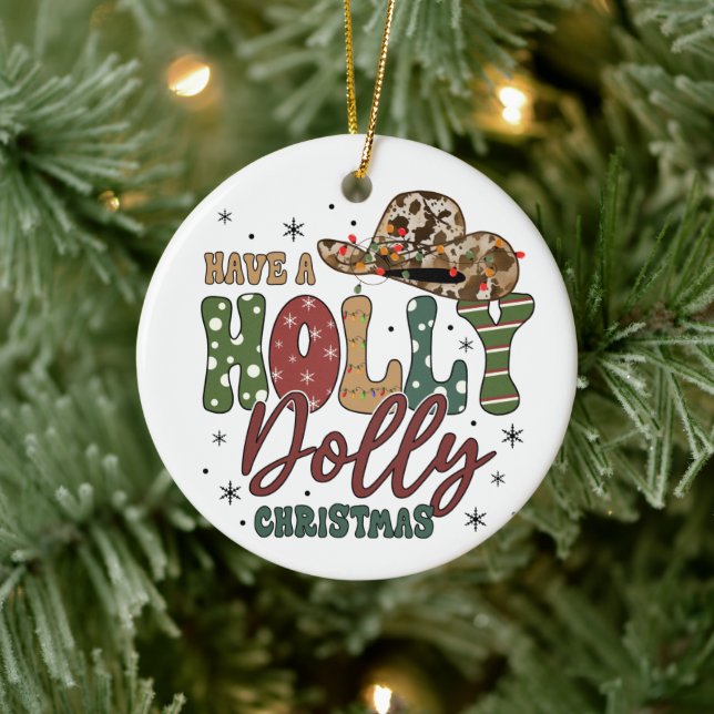 Holly Jolly Christmas Keramik Ornament (Baum)