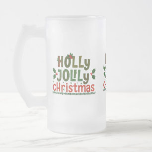 Holly Jolly Christmas Mattiert Glass Tasse - 16 oz