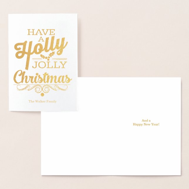 Holly Jolly Christmas mit Name Folienkarte (Anzeige)
