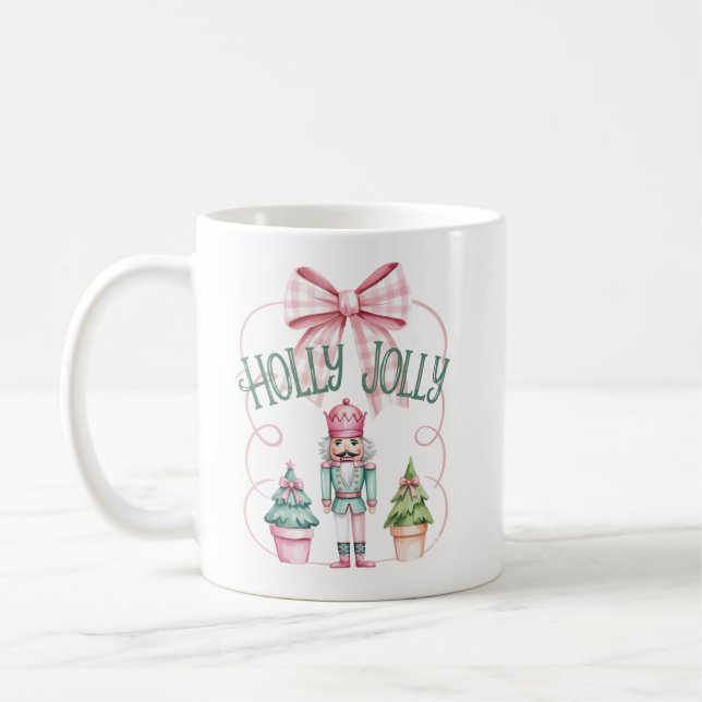 Holly Jolly Christmas Nutcracker Coquette Preppy Kaffeetasse (Links)
