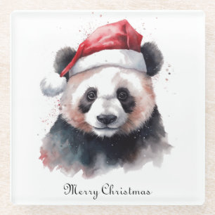 Holly Jolly Christmas Panda, individuell Glasuntersetzer