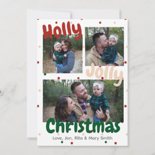 Holly Jolly Christmas Polka Dot Christmas Card Feiertagskarte