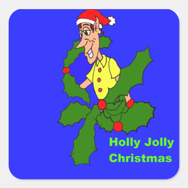 Holly Jolly Christmas Quadratischer Aufkleber (Vorderseite)