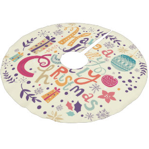 Holly Jolly Christmas Retro Wreath Polyester Weihnachtsbaumdecke