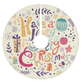 Holly Jolly Christmas Retro Wreath Polyester Weihnachtsbaumdecke