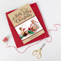 Holly Jolly Christmas Rustic Tan Foto