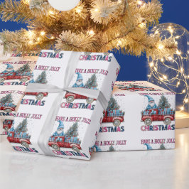 Holly Jolly Christmas Santa Truck Geschenk Geschenkpapier