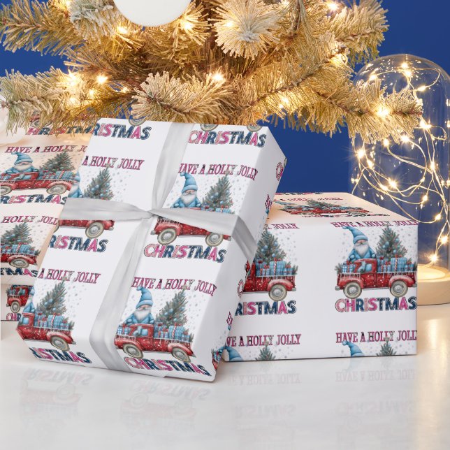 Holly Jolly Christmas Santa Truck Geschenk Geschenkpapier (Feiertage)