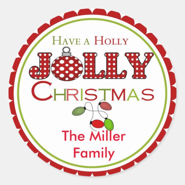 Holly Jolly Christmas Stickers Labels (Vorderseite)