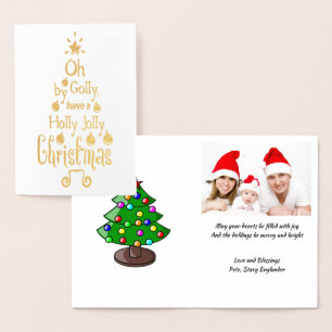 Holly Jolly Christmas Typography Gold Image , ZSG Folienkarte