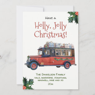 Holly Jolly Christmas Vintag Red Bus Weihnachten