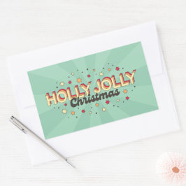 Holly Jolly Christmas Vintager 3D-Text Rechteckiger Aufkleber