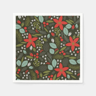 Holly Jolly Christmas Winter Pattern Serviette