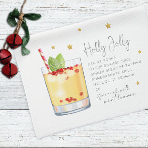 Holly Jolly Drink Holiday Weihnachten Rezept Geschirrtuch
