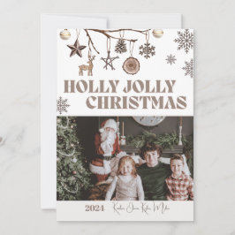 Holly Jolly Earthy Holiday Foto Card Feiertagskarte