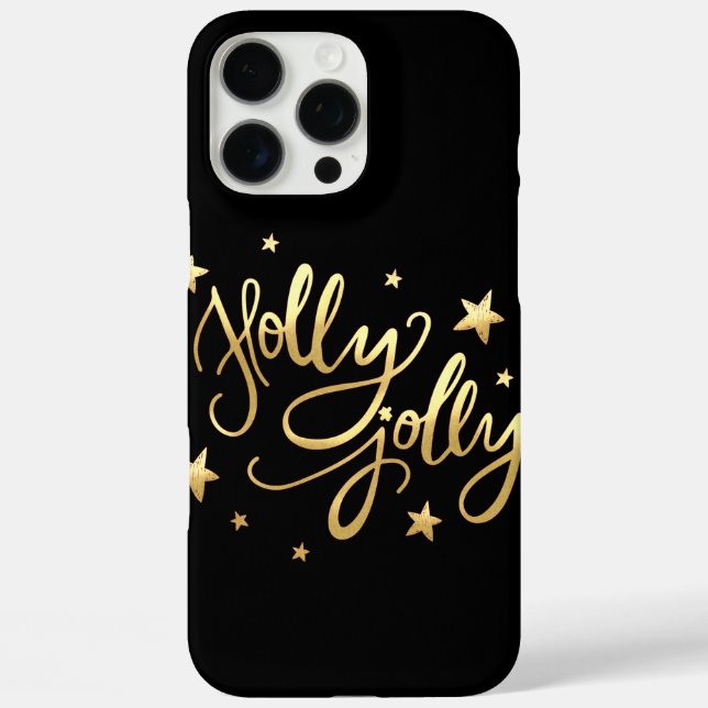 Holly Jolly | Elegante Gold Imitate Foil Script Case-Mate iPhone Hülle (Rückseite)