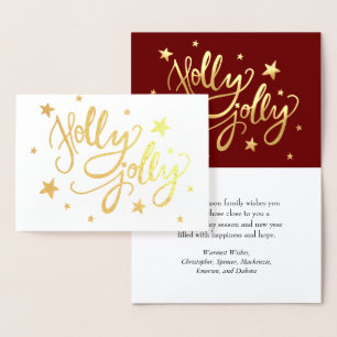 Holly Jolly Elegante Gold Imitate Foil Script Folienkarte