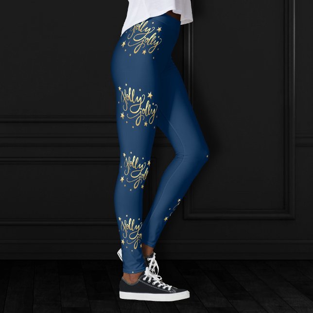 Holly Jolly | Elegante Gold Imitate Foil Script Leggings (Von Creator hochgeladen)