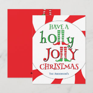 Holly Jolly Elf Legs Christmas Candy Overload Feiertagskarte