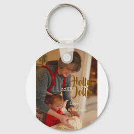 Holly Jolly family holiday photo beige year naboho Schlüsselanhänger