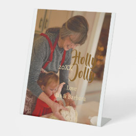 Holly Jolly family holiday photo beige year naboho Sockelschild