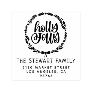 Holly Jolly Family Name Rücksendeadresse Permastempel