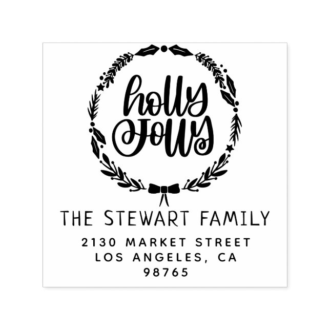 Holly Jolly Family Name Rücksendeadresse Permastempel (Design)