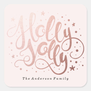 Holly Jolly Feiertags-Aufkleber Quadratischer Aufkleber