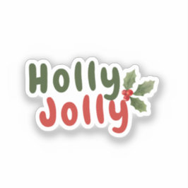 Holly Jolly - Festlicher Schriftart mit Holly Icon Aufkleber